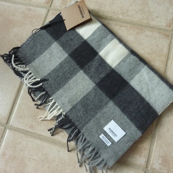 burberry half mega check cashmere scarf